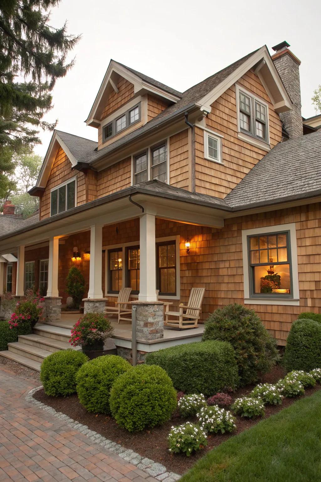 Warm and welcoming exteriors transform this house into a home.