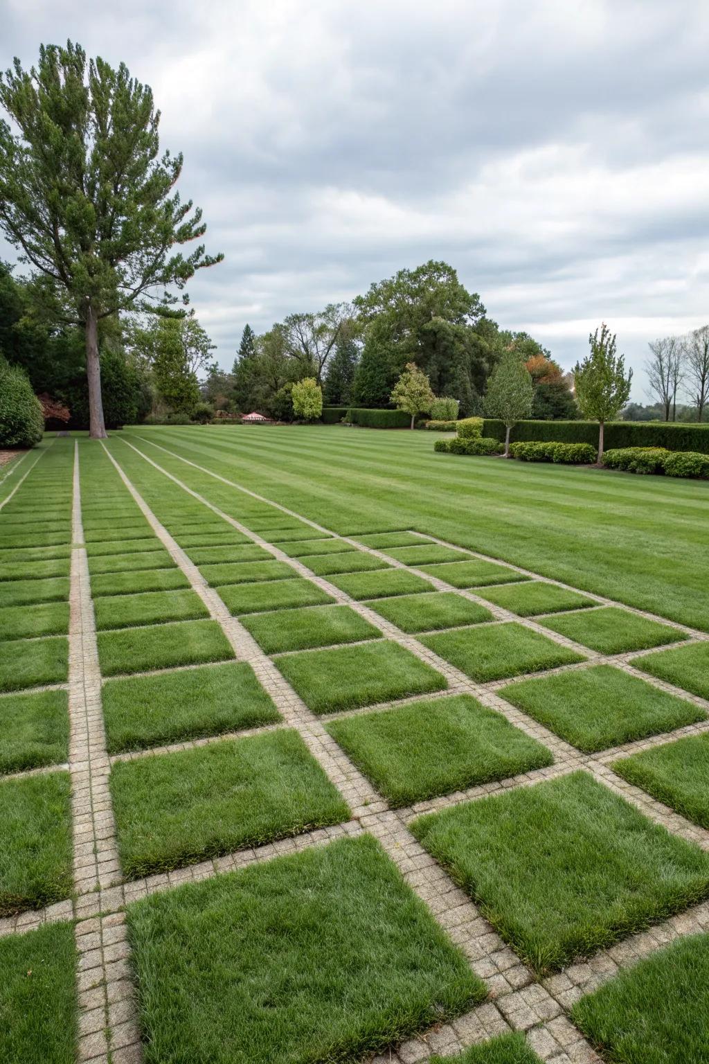 Grid patterns bring a modern art-inspired structure to your lawn.