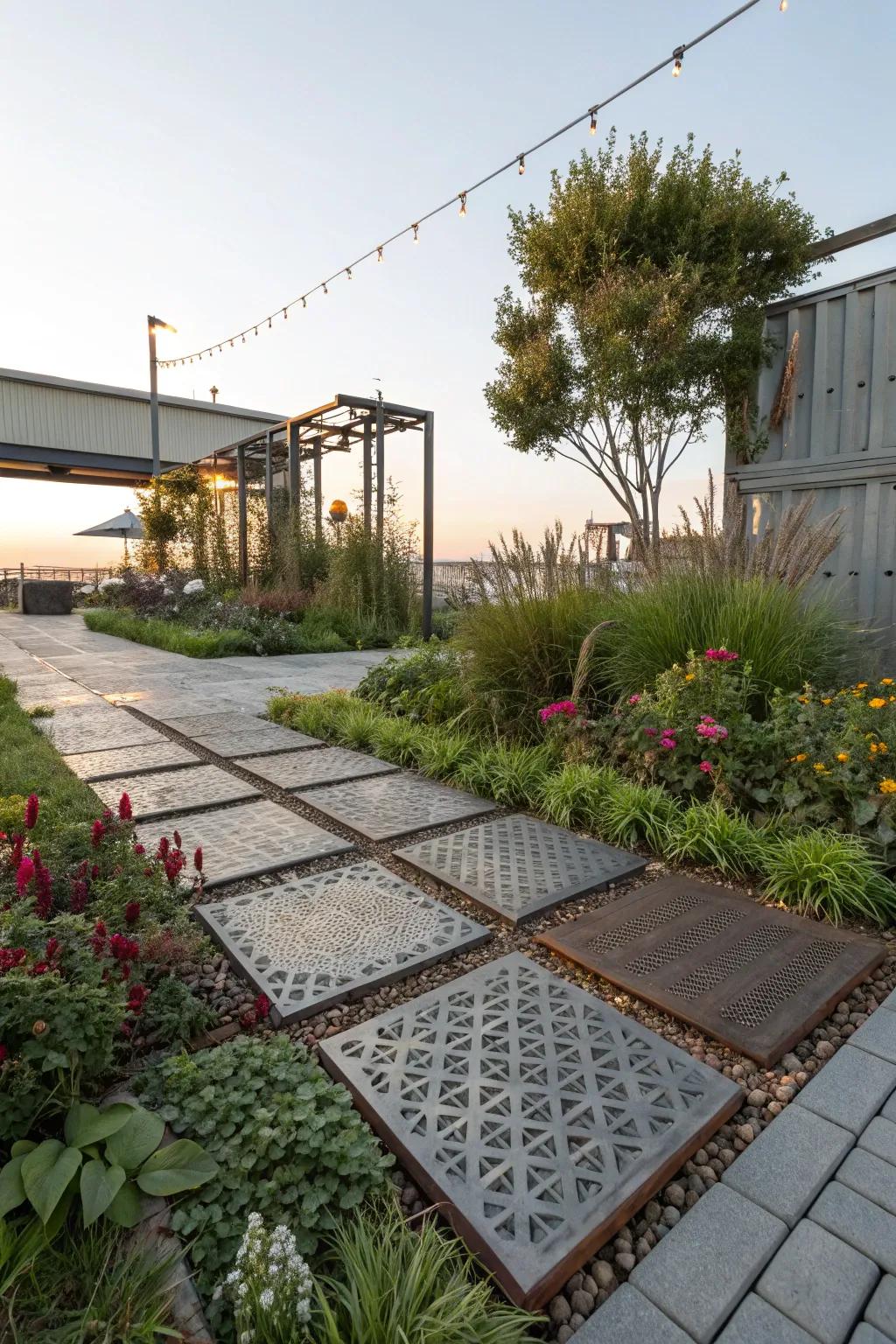 Make a bold statement with durable metal pavers.