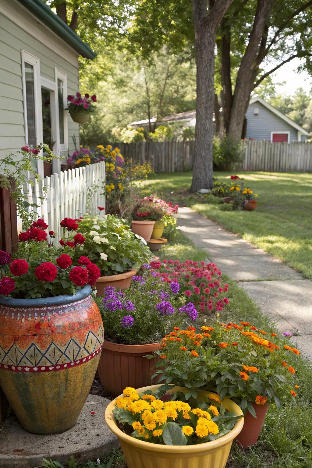 Bold accents adding vibrancy and personality to the yard