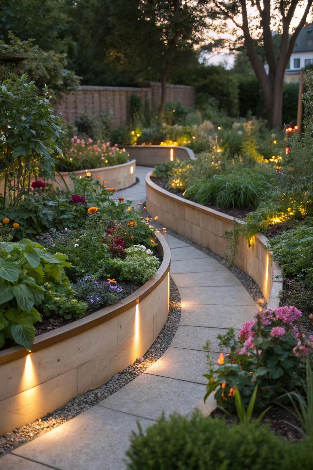 Lighting transforms your garden into a magical nighttime retreat.