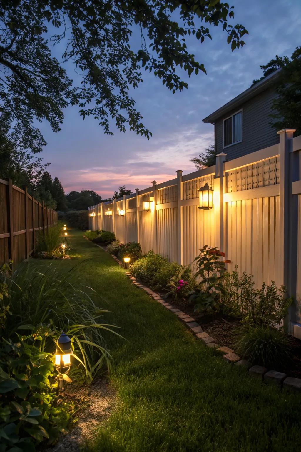 Lighting can transform your fence into a nighttime feature.