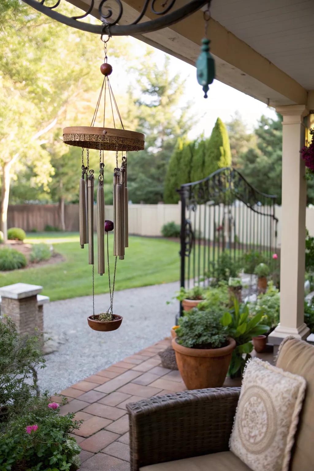 Wind chimes add a soothing auditory element
