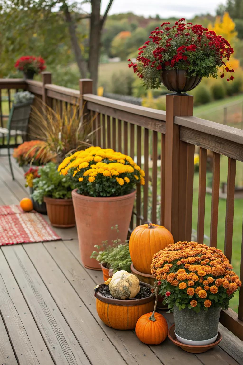 Seasonal displays keep your deck garden lively and dynamic.