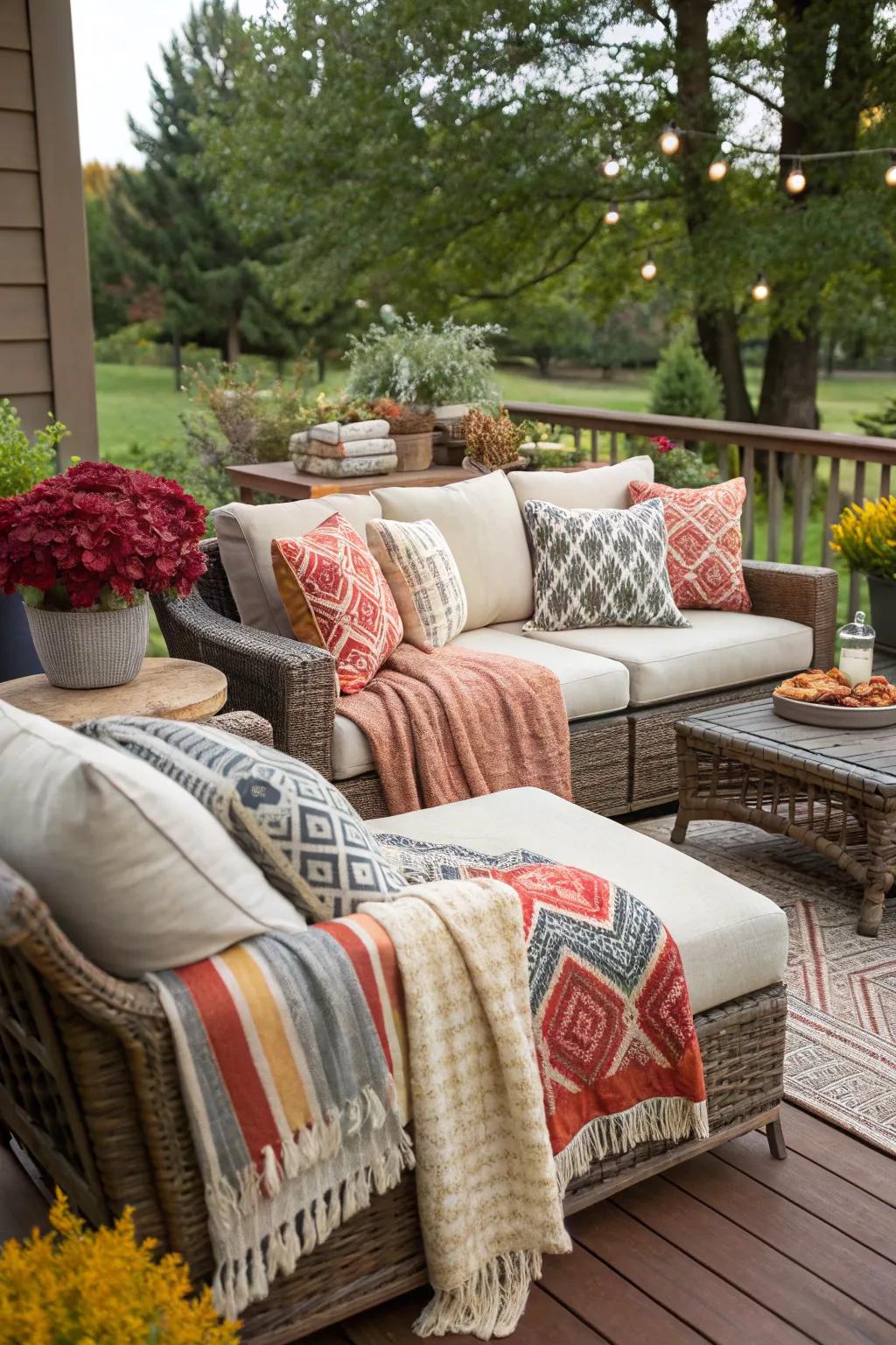 Create depth with mixed textiles.