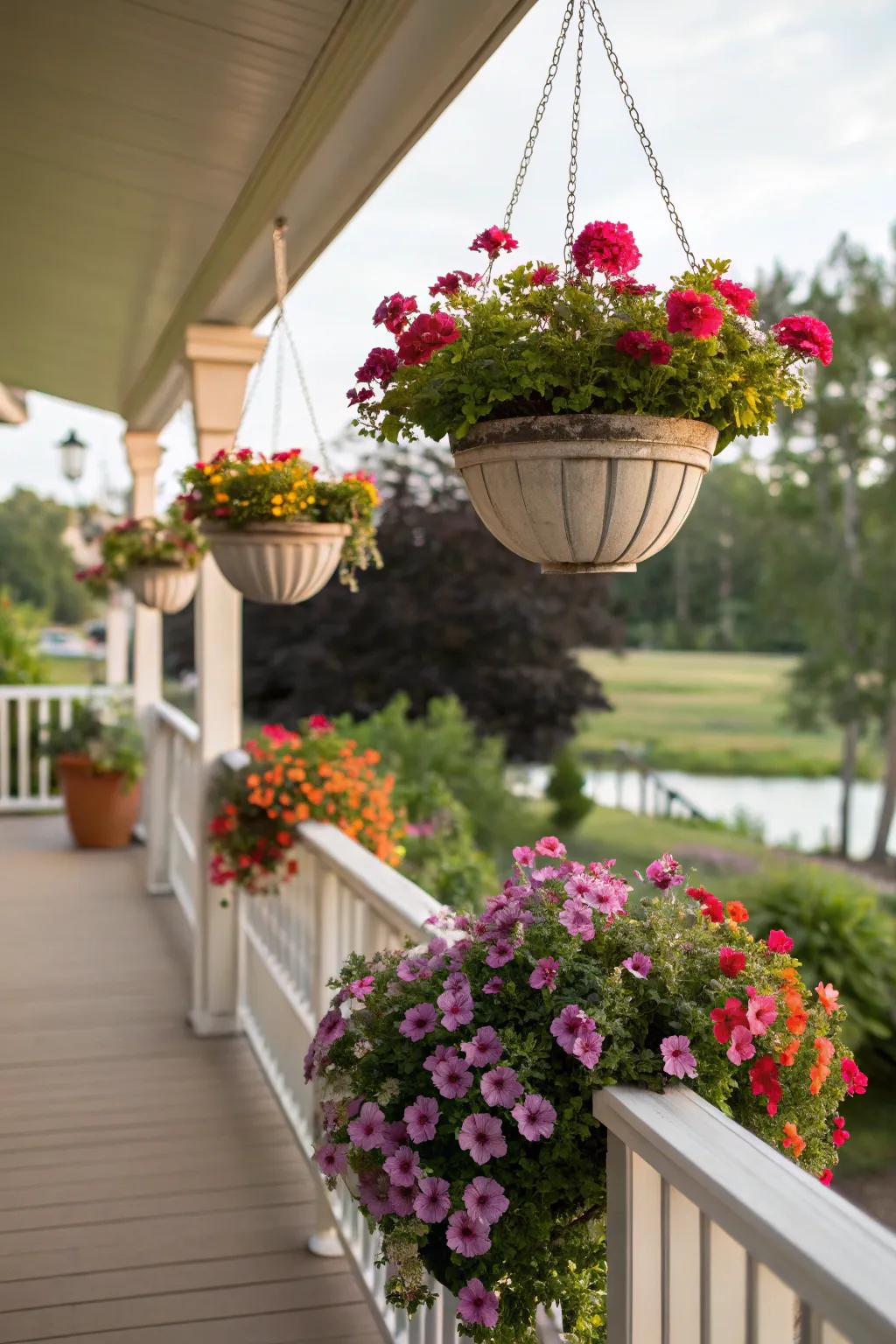 Enhance your deck with hanging gardens.