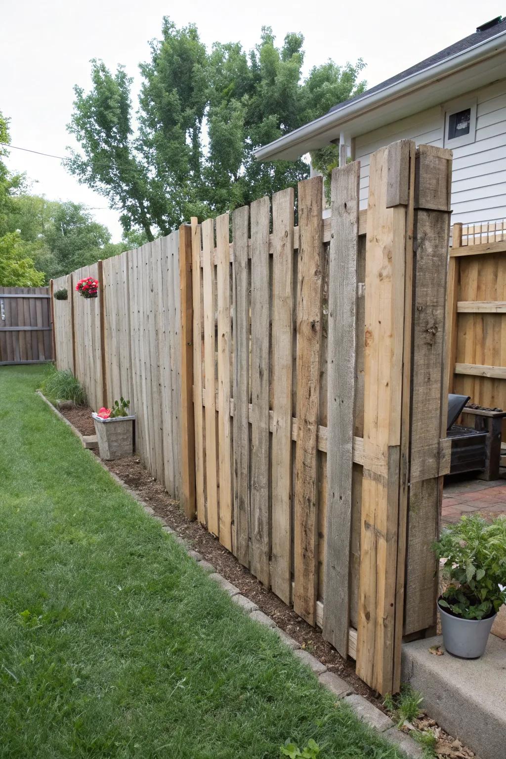 Pallet fences provide a rustic charm while being environmentally friendly.