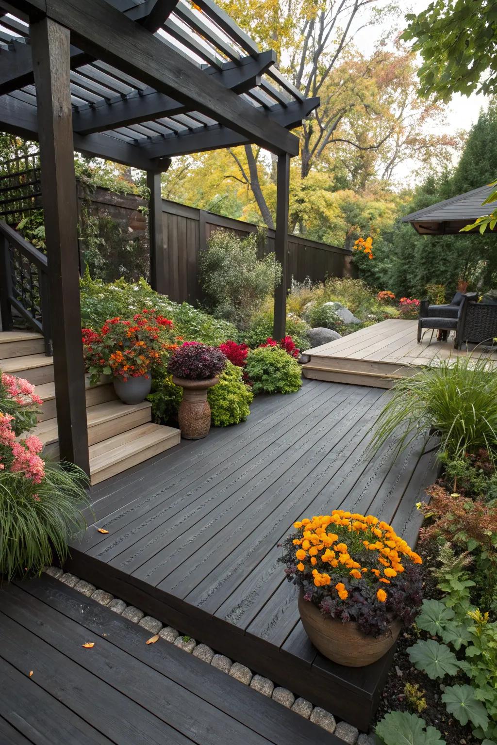 Dark colors add sophistication and contrast to any deck design.
