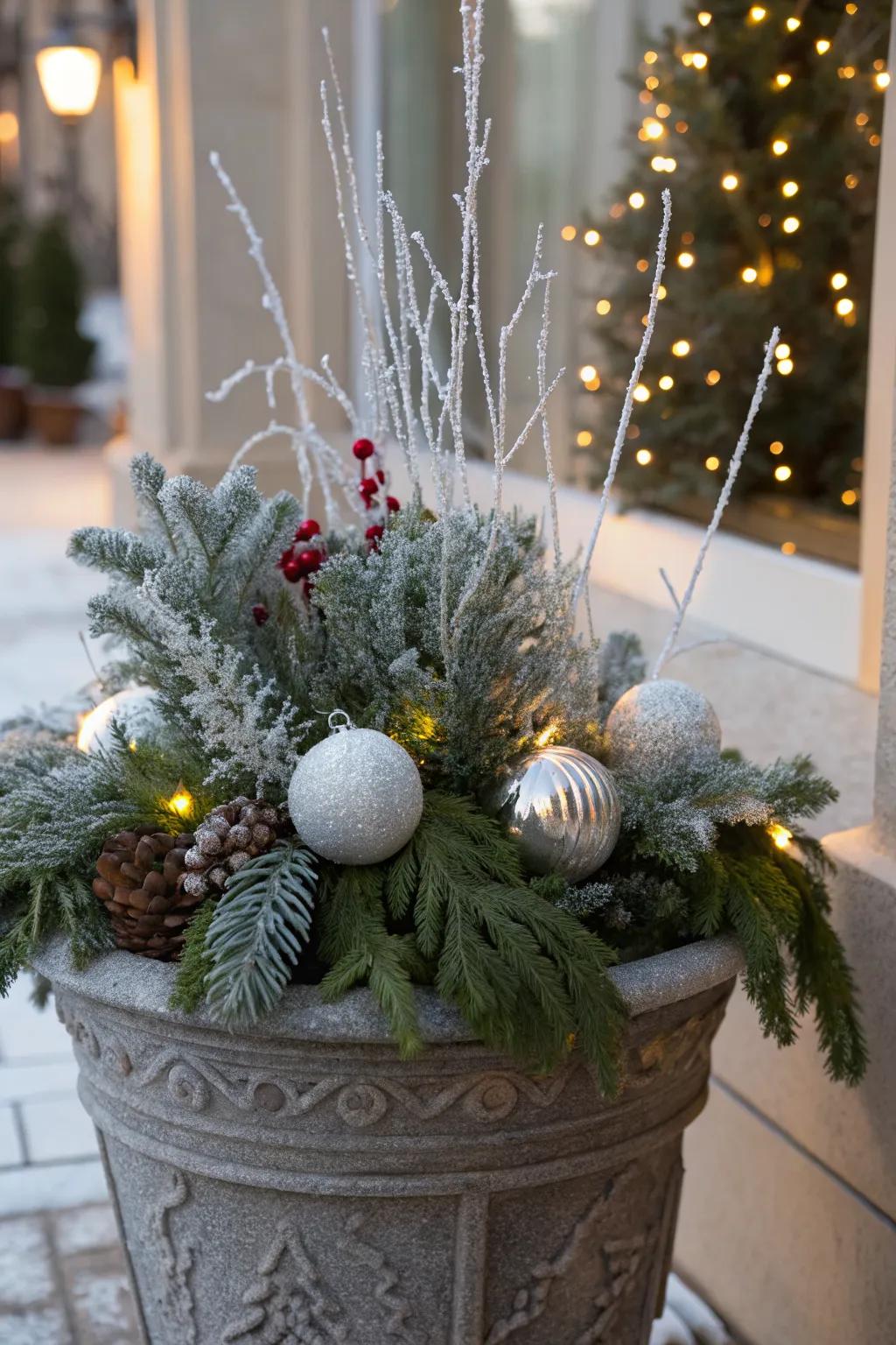 A frosted look brings winter wonderland vibes.