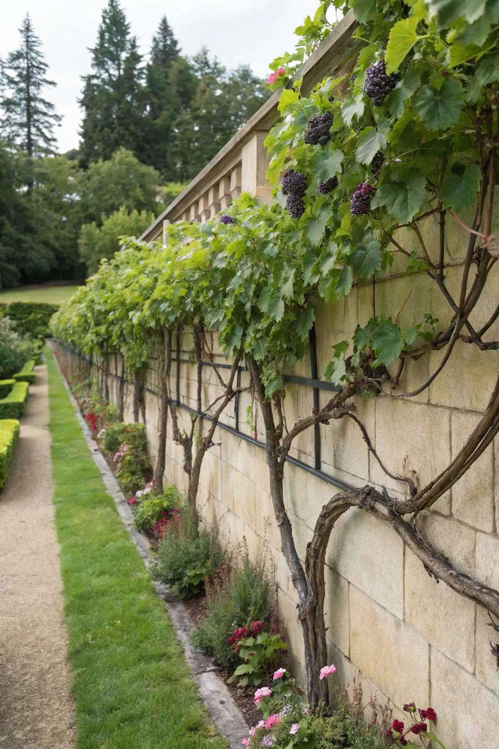 Showcase your grapes with an espalier trellis.