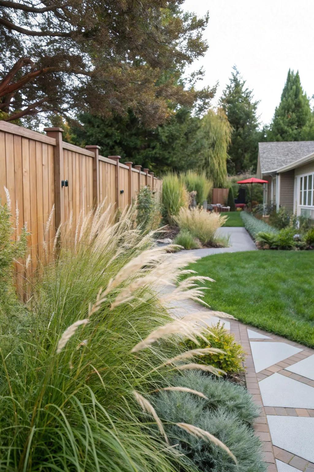 Ornamental grasses for a lush, dog-friendly garden.