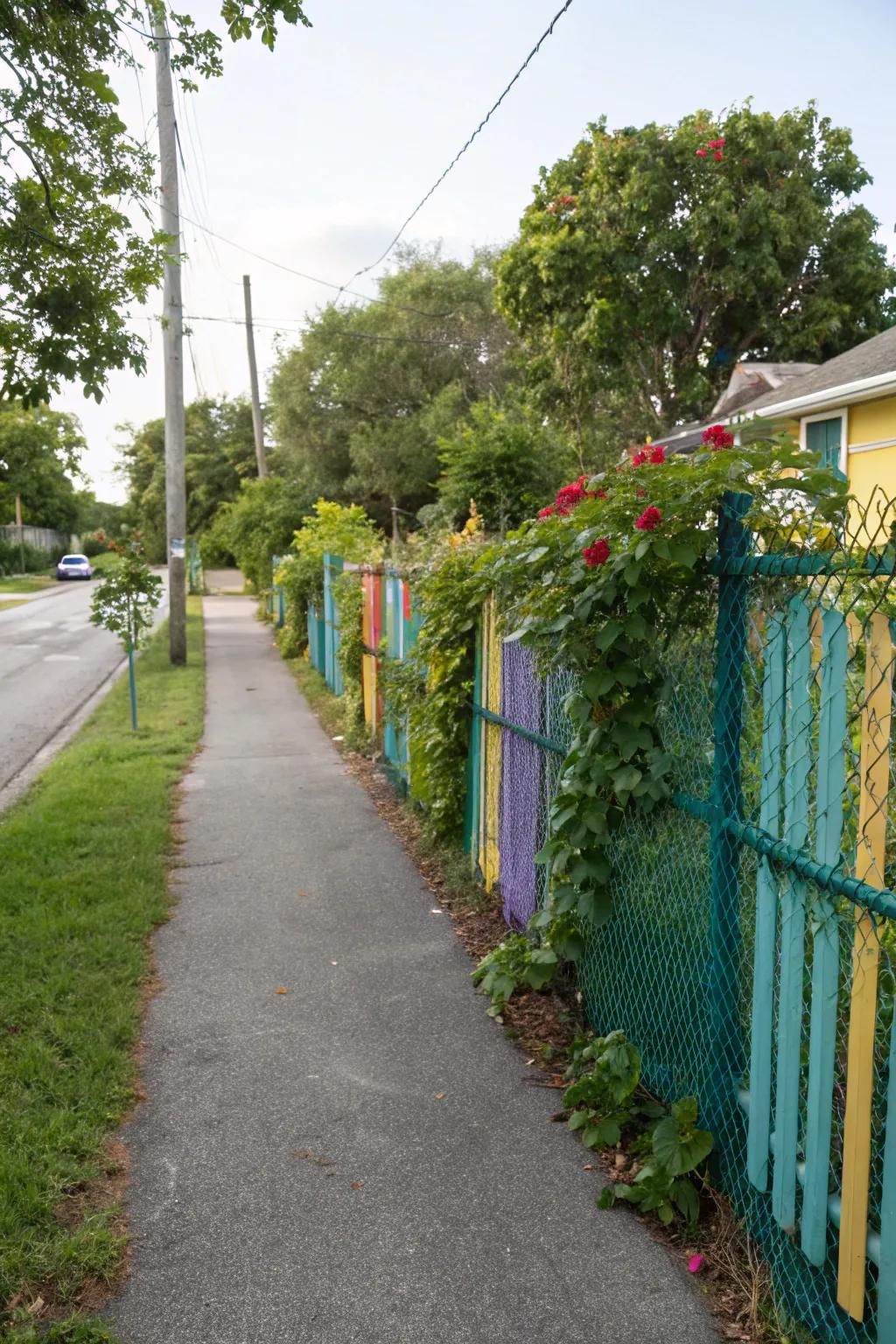 Transform chain link fences with creative additions for a personalized touch.