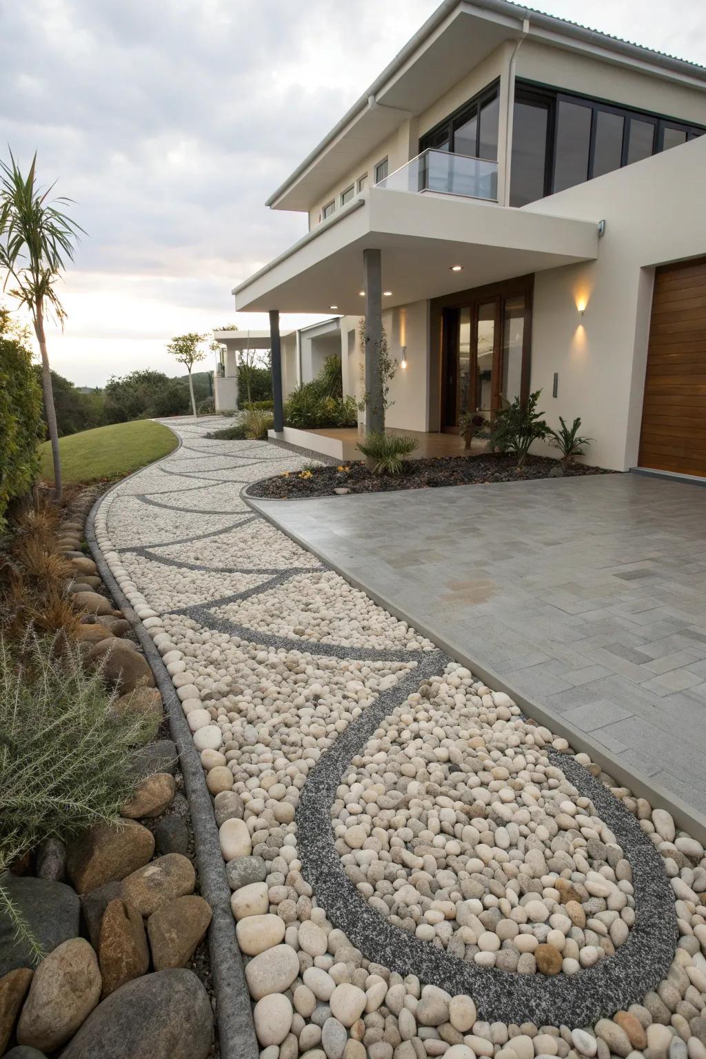 Pebbles offer a playful and neat border option.