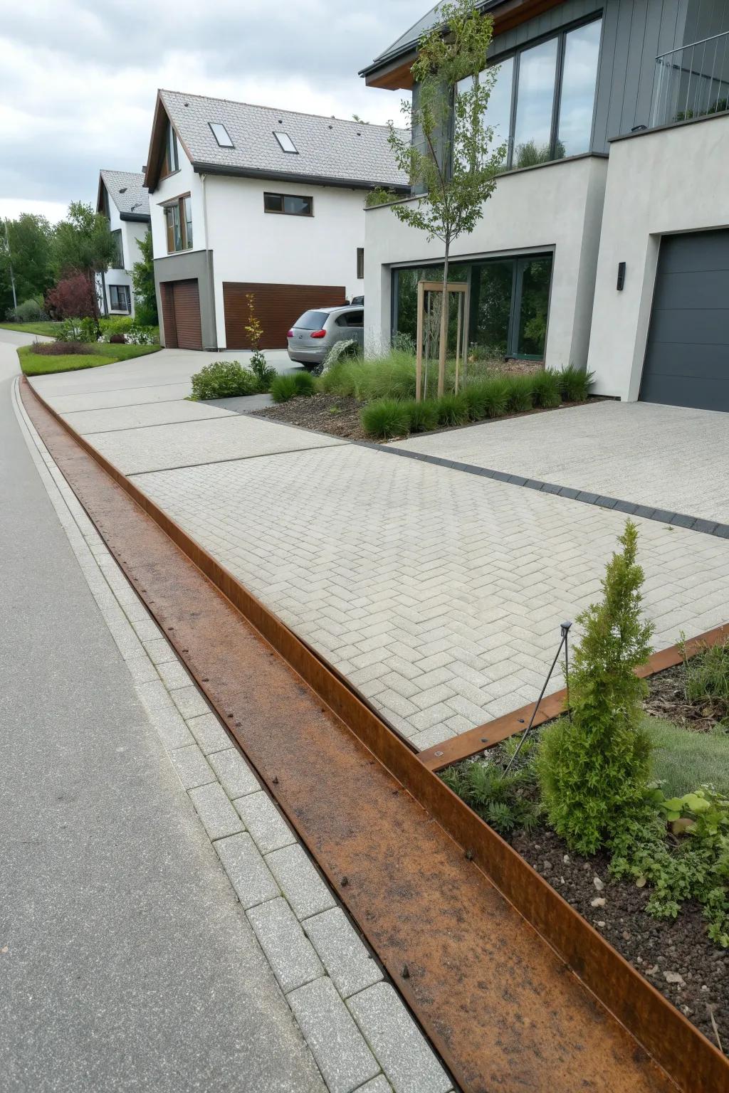 Get an industrial-chic look with corten steel edging.