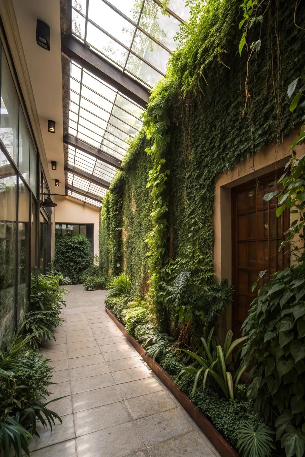 Add lush greenery with vertical garden walls.