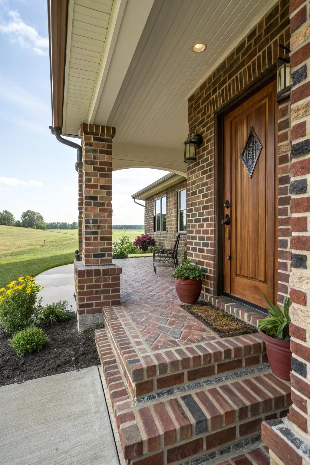 Layered brick textures create visual interest.