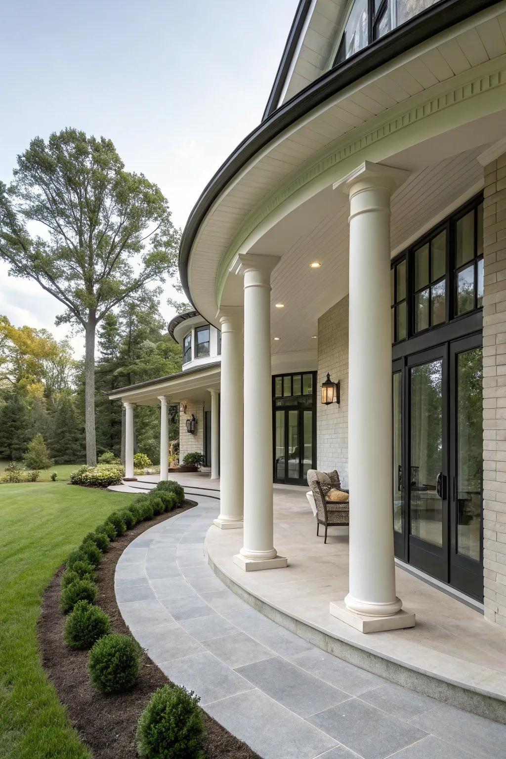 Circular columns add a unique touch.