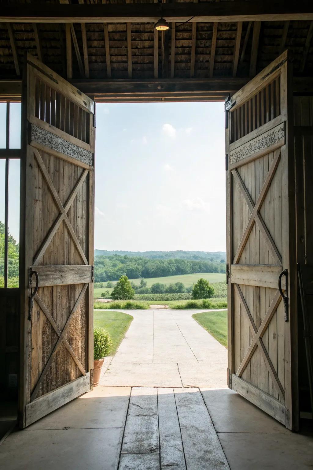 Double barn doors making a grand entrance statement