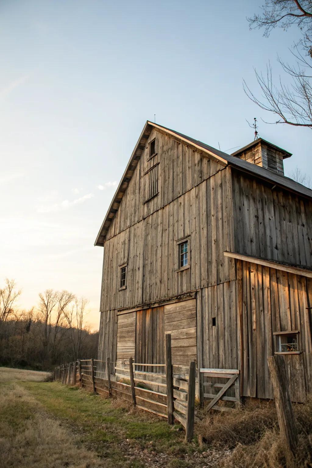 Rustic warmth with vintage barnwood.