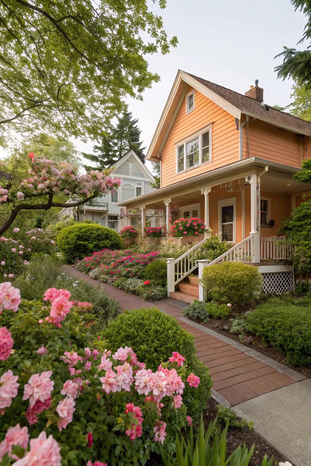 Peach adds inviting warmth and complements natural settings.