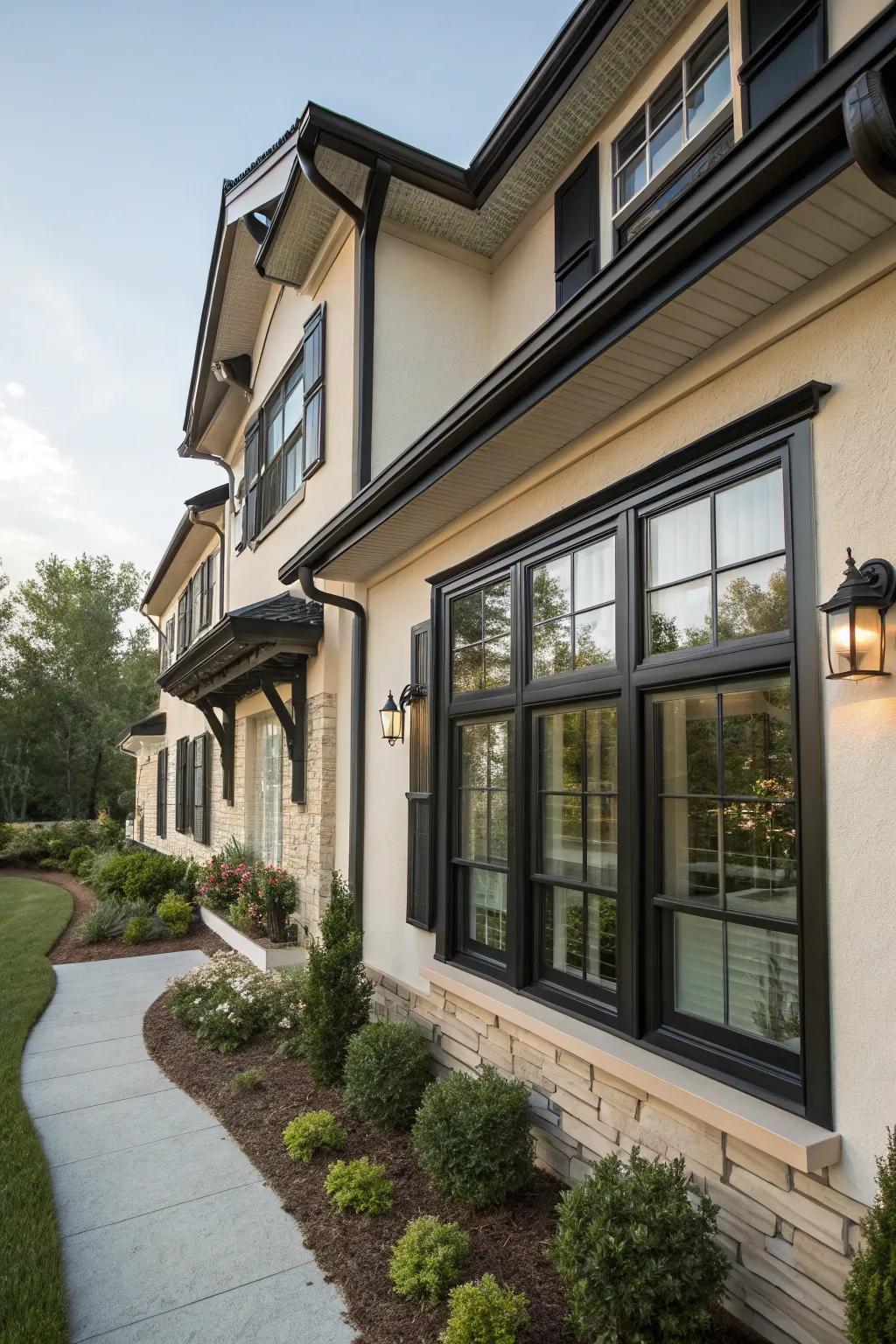 Bold contrasting trims highlighting transom windows beautifully.