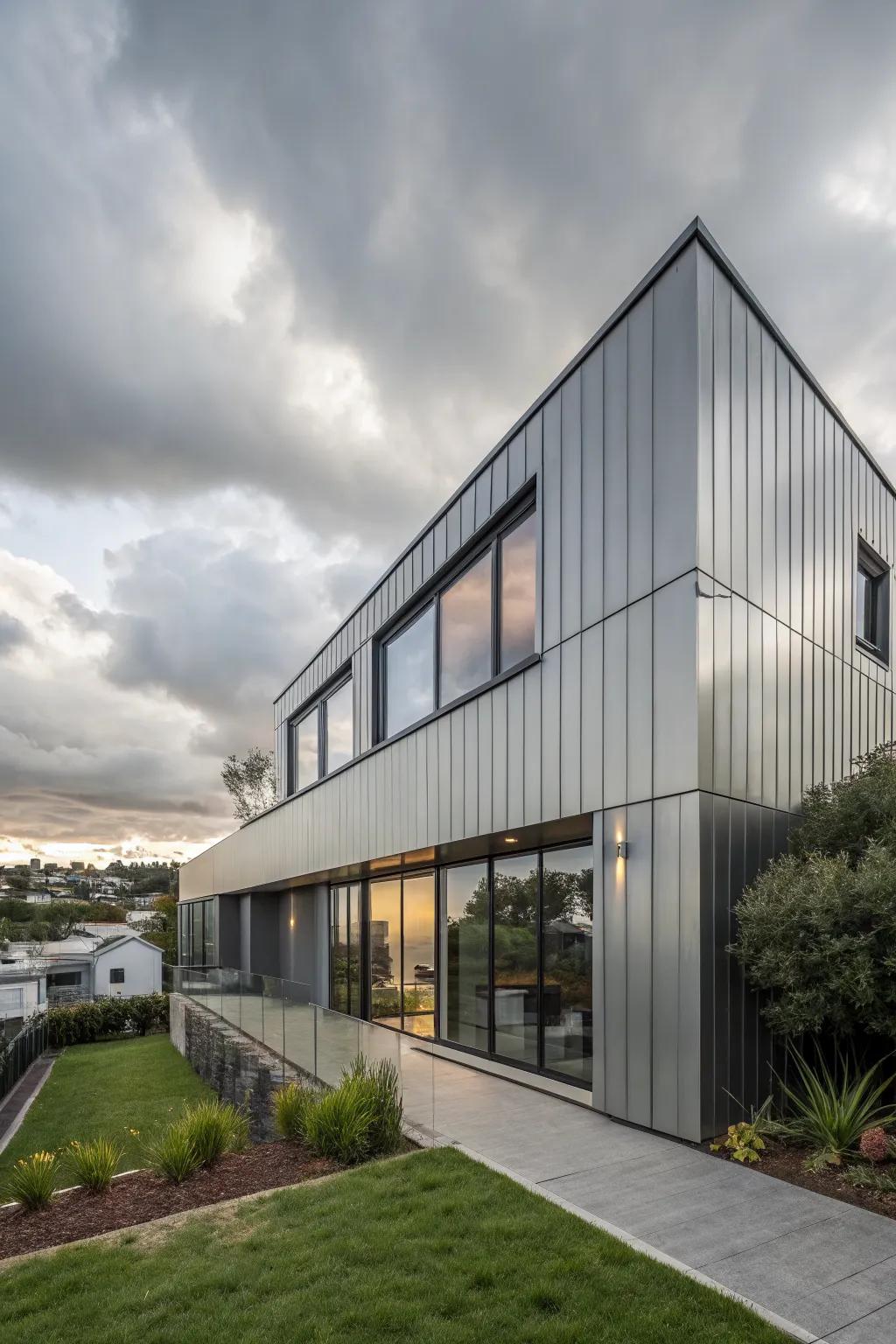 Metal cladding offers sleek durability for modern homes.