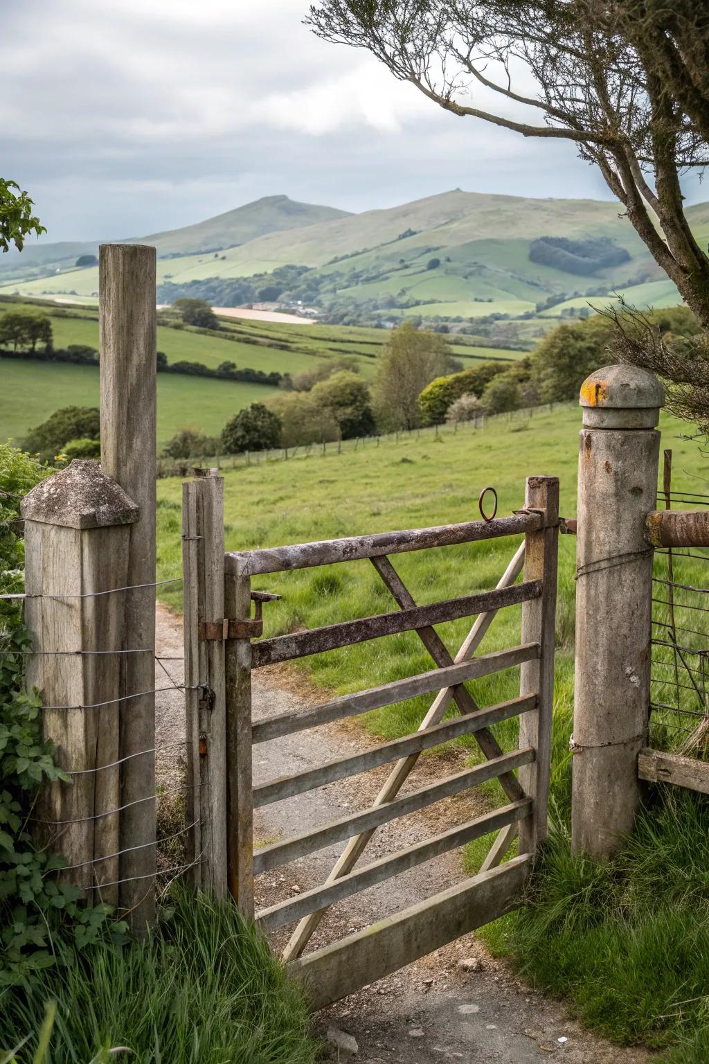 A reclaimed materials gate that tells a story of sustainability.