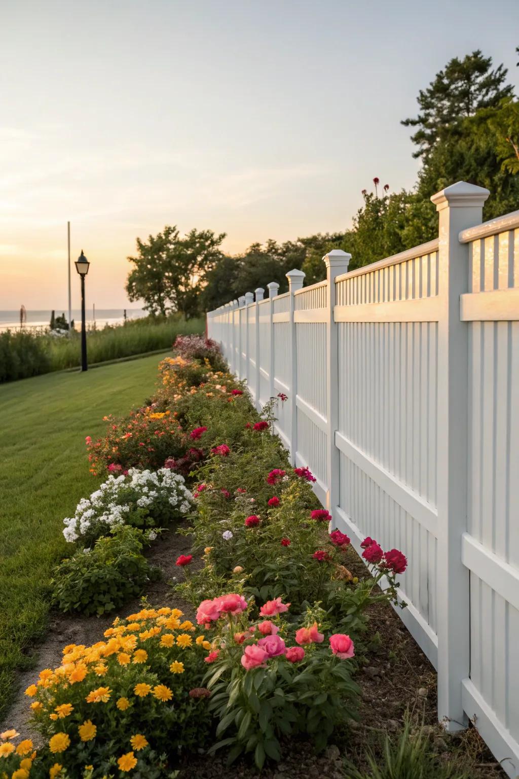 Vinyl fences offer elegance with low maintenance.