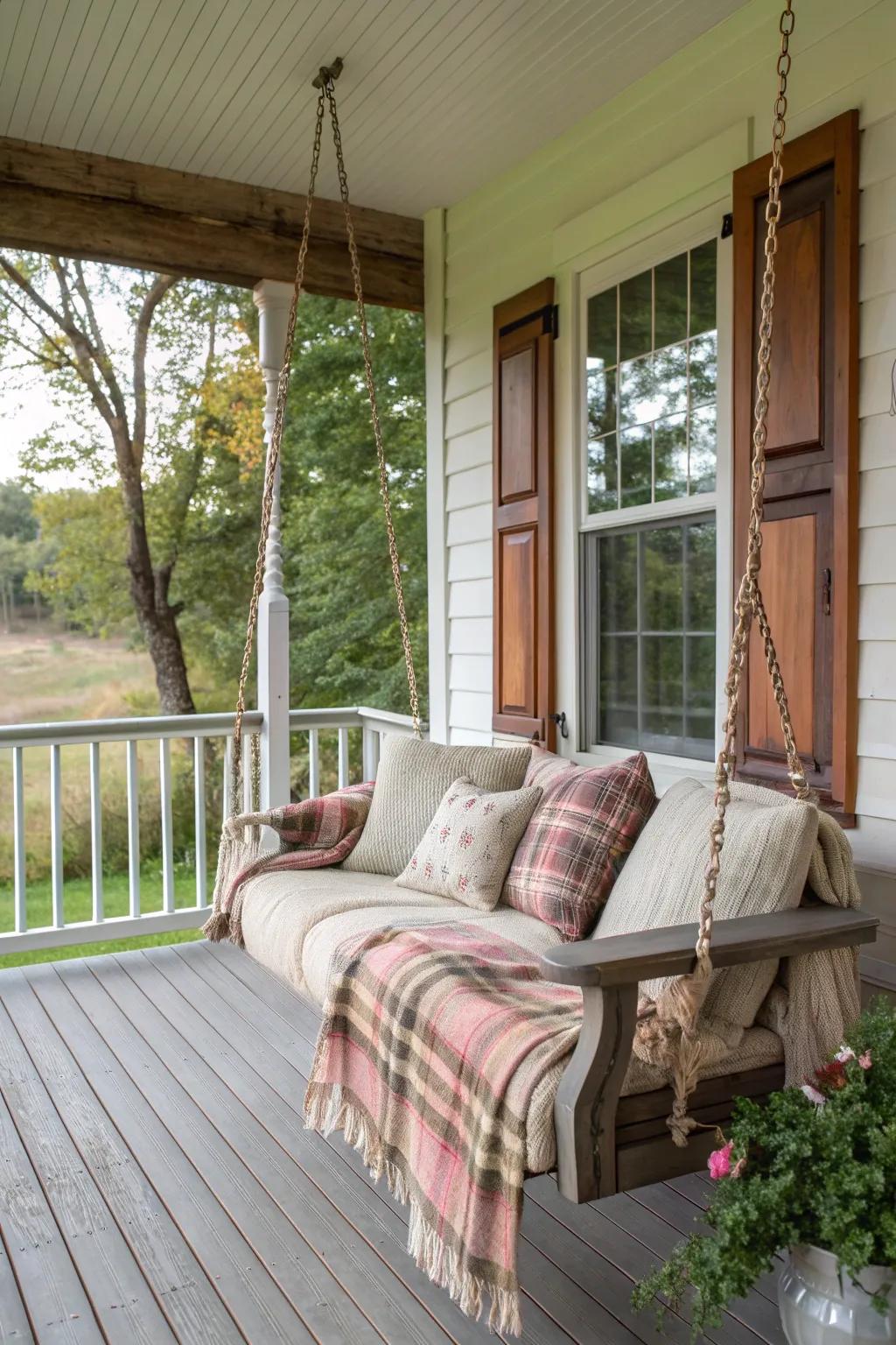 Relax in style with a porch swing.
