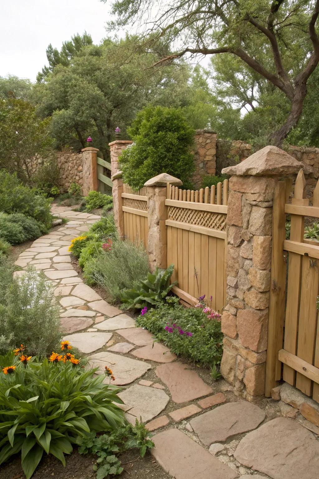 Sandstone fences offer a natural and rustic allure.