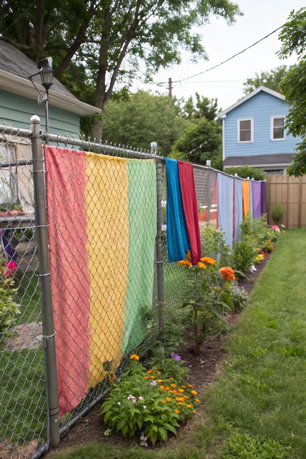 Fabric screens for chain link fences