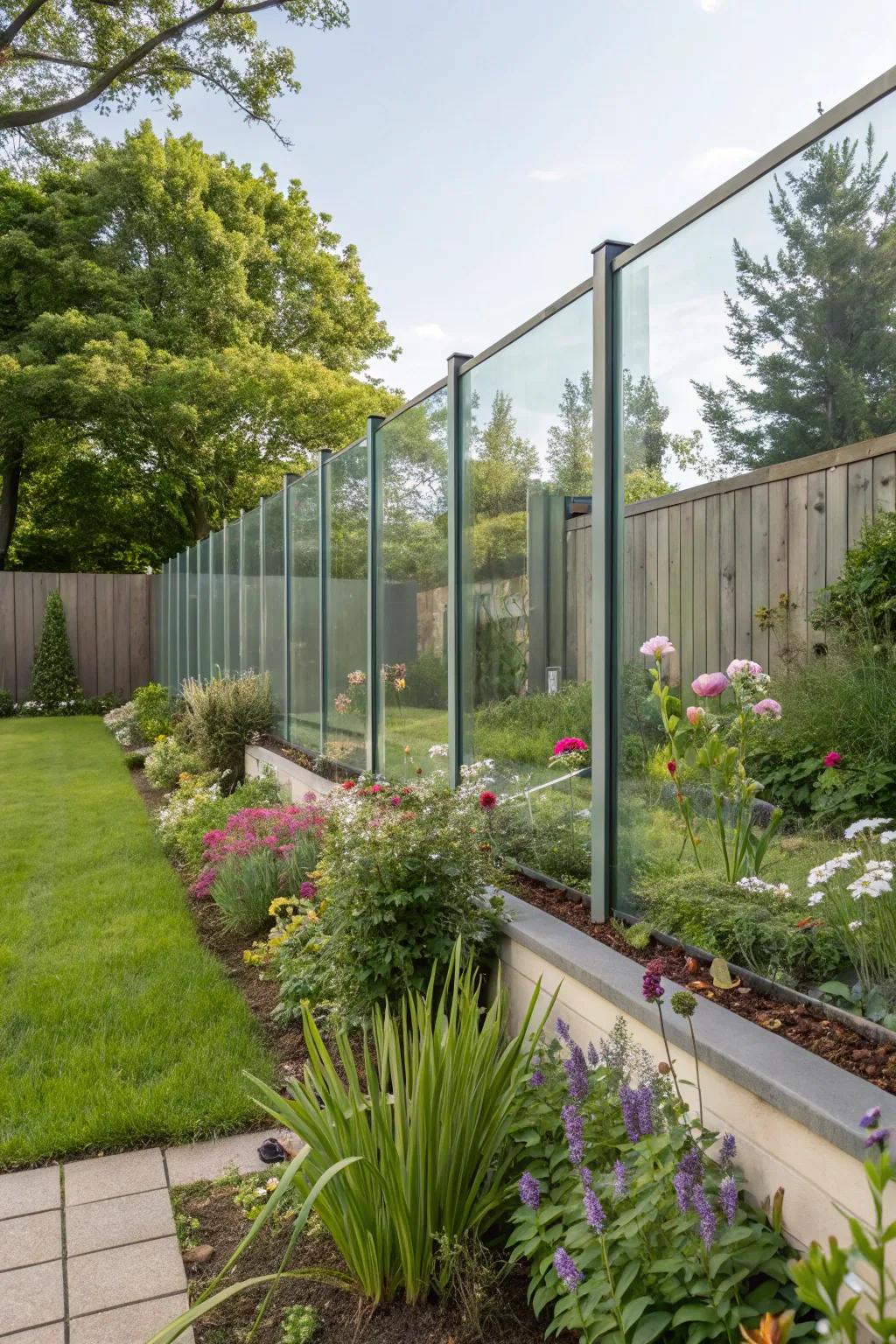 Glass panels maintain views and add modern elegance.