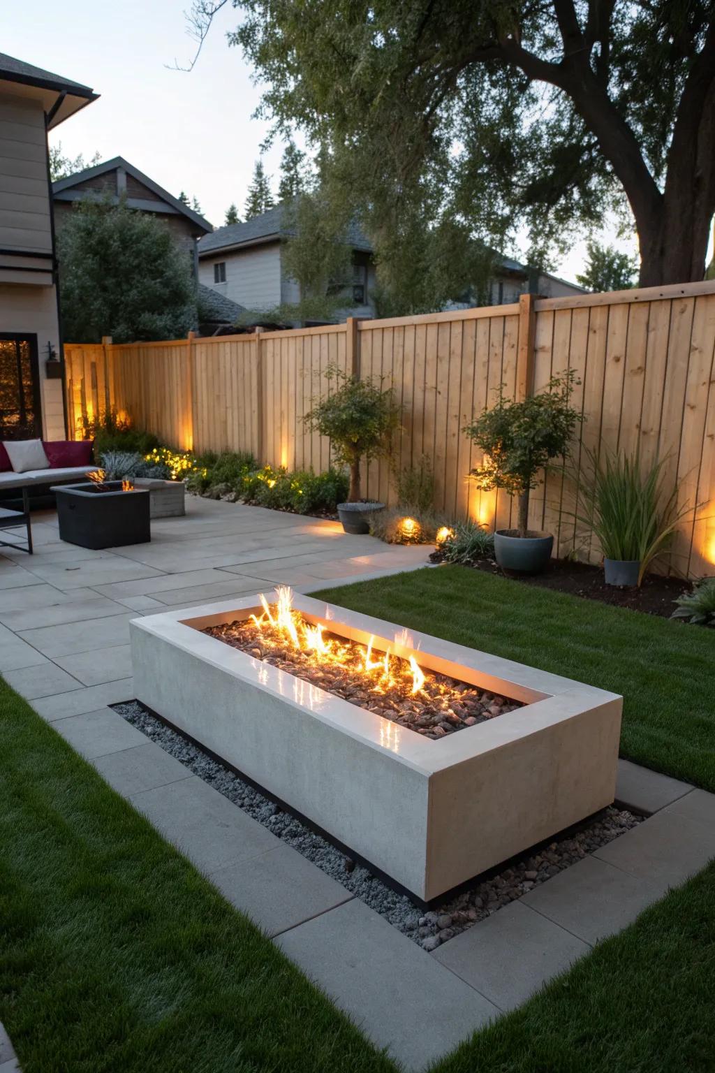 A modern propane fire pit offering convenience and warmth.