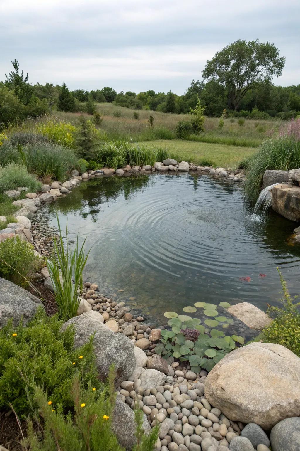 A no-liner pond offers an eco-friendly approach