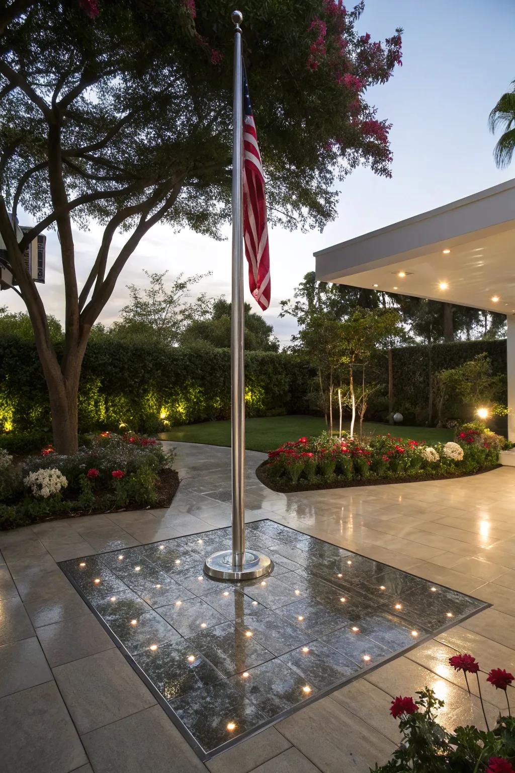 Reflective ground covers amplify and enhance lighting effects.