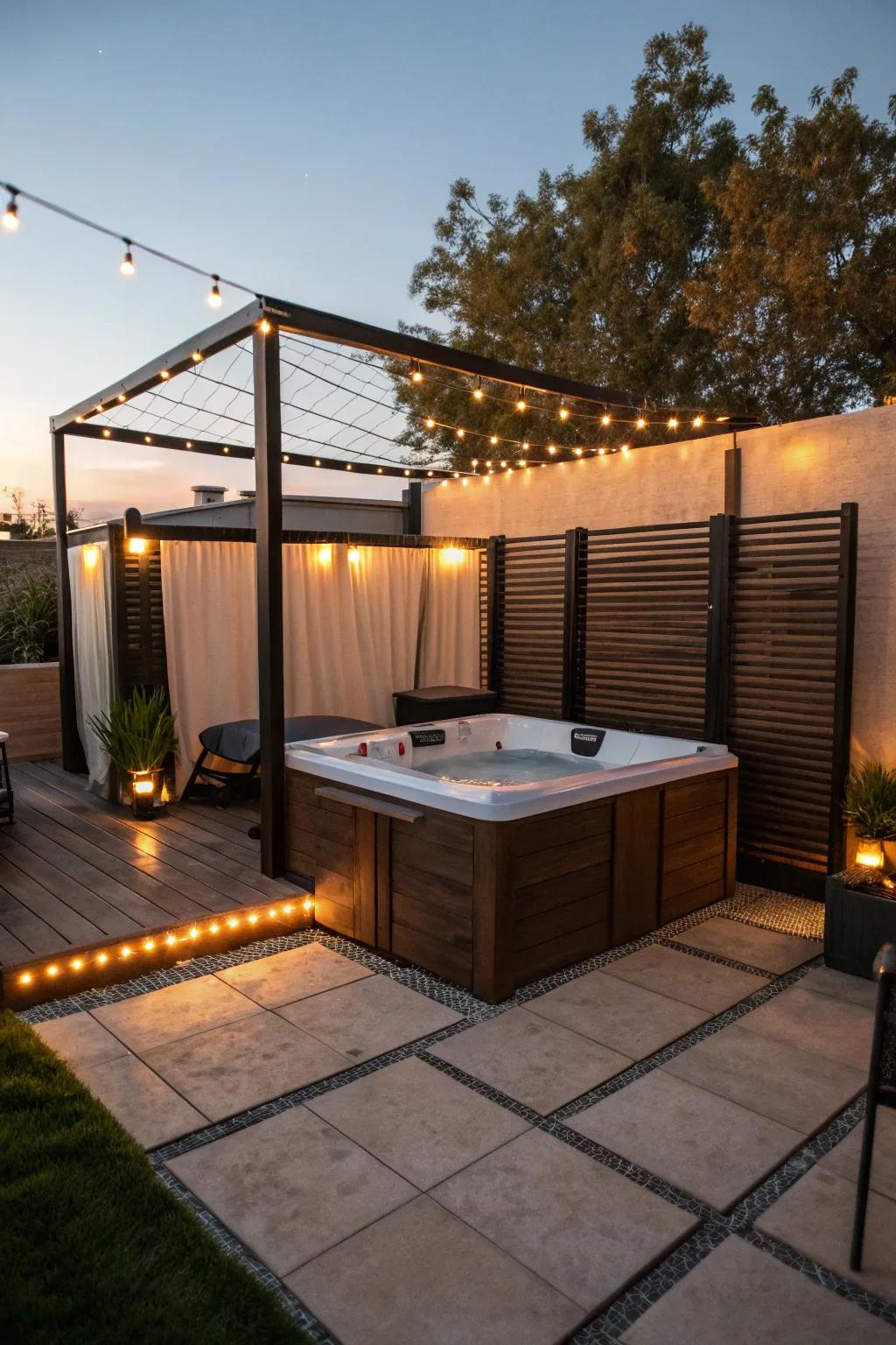 A hot tub turns your patio into a luxurious spa retreat.
