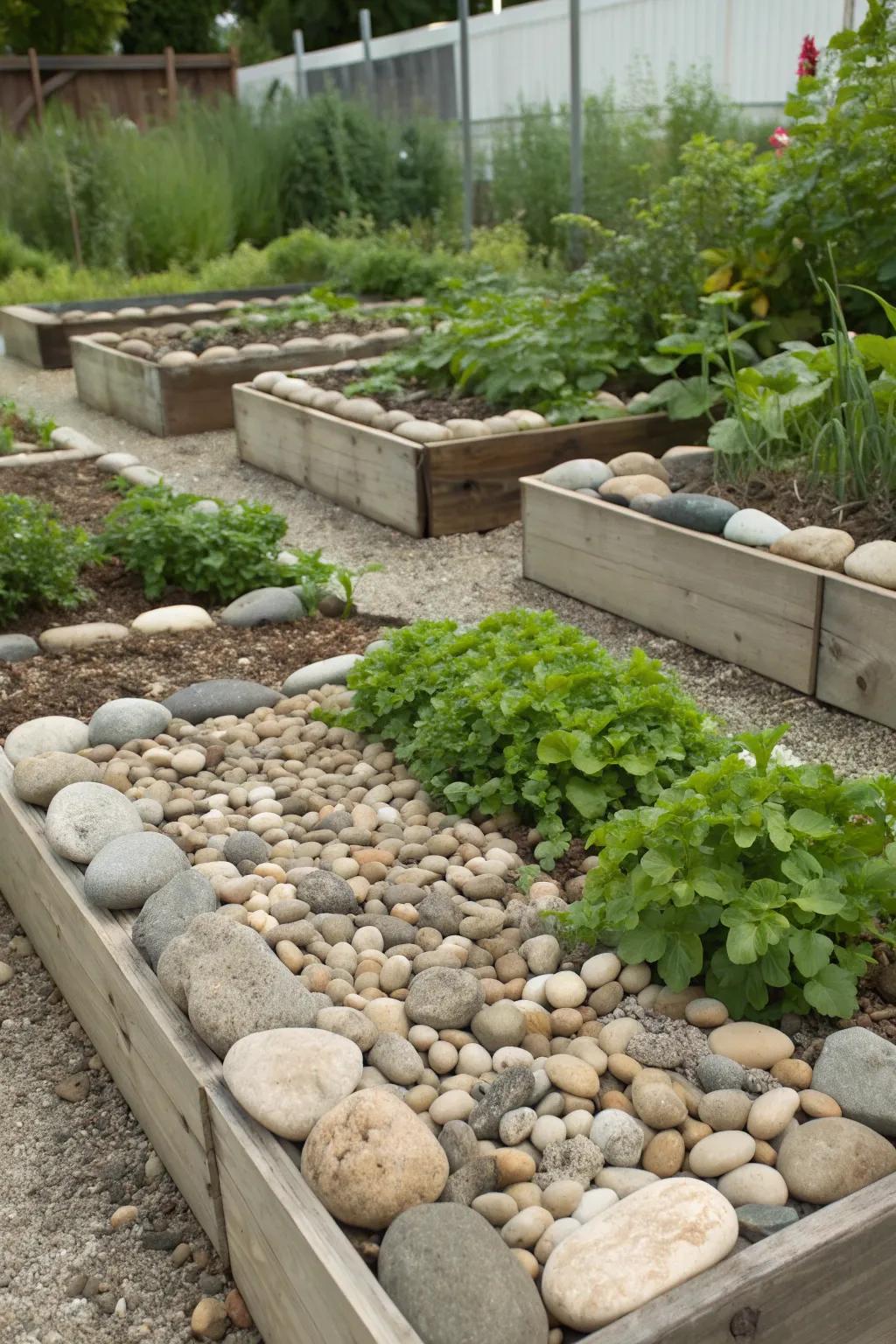 Flat rocks used as an alternative to traditional mulch.