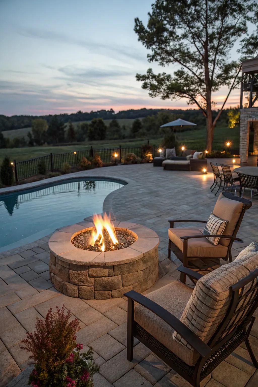 Gather around a fire pit for cozy evenings.