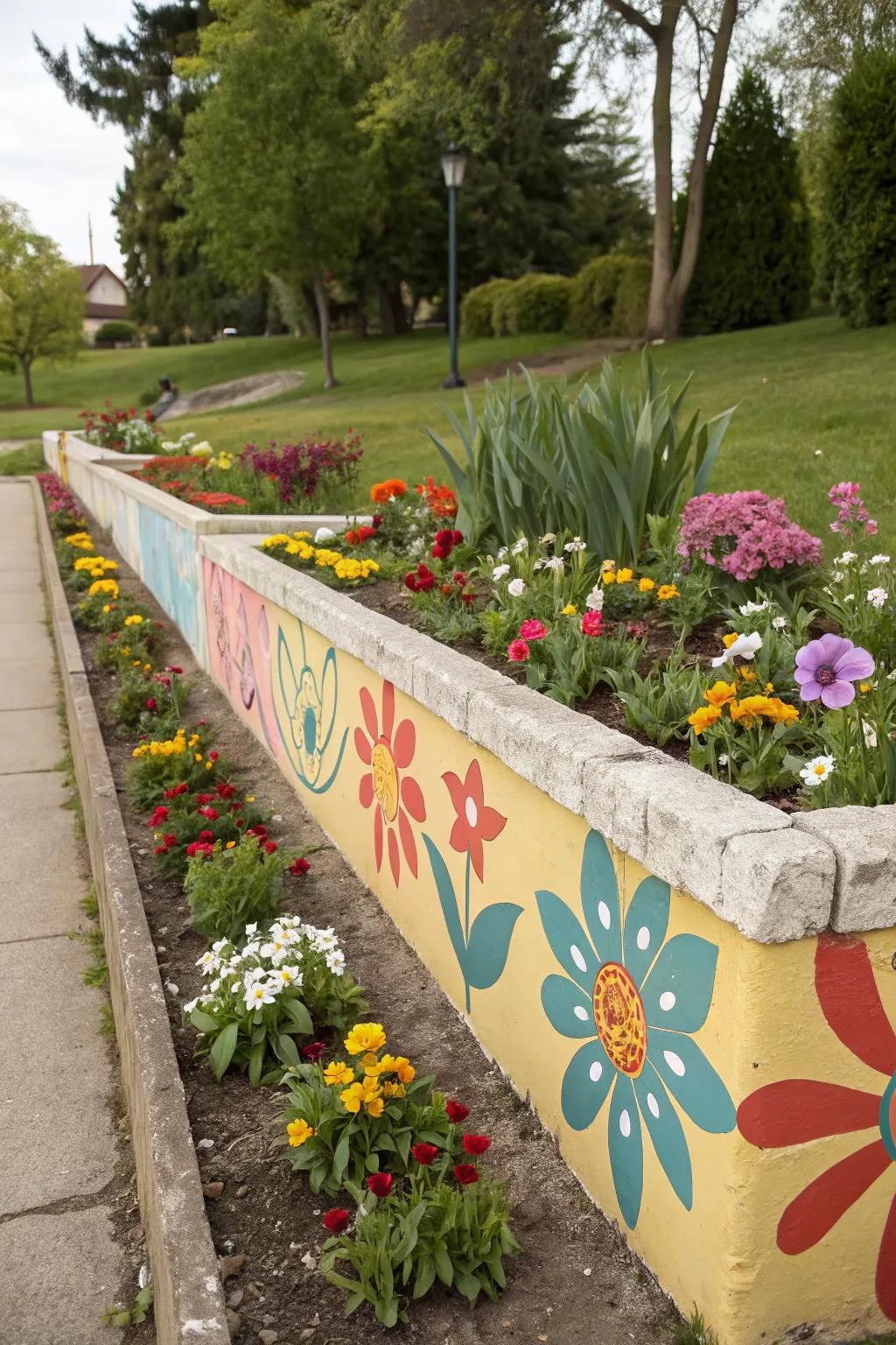 Painted concrete walls bring color and personality to gardens.
