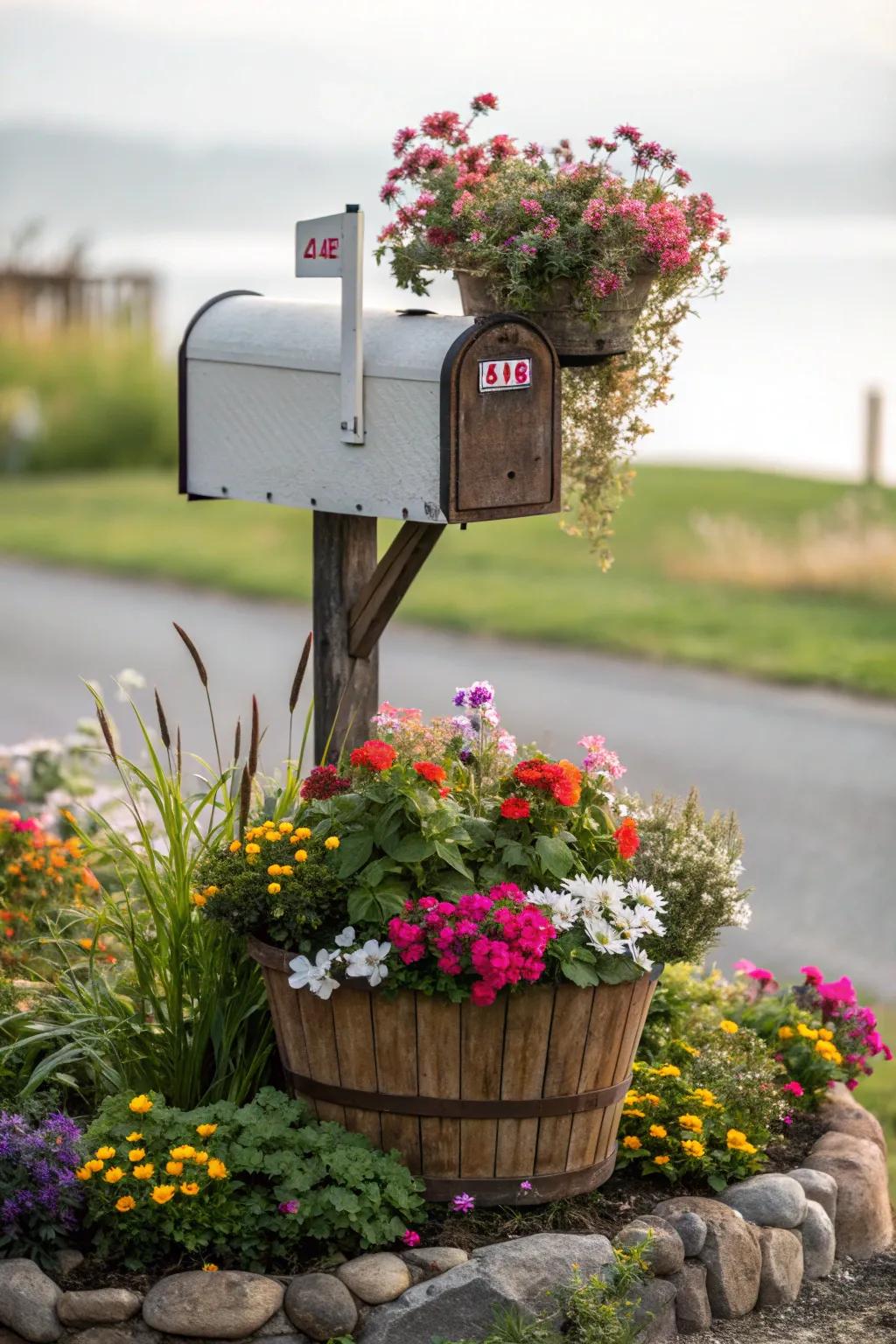 Combine mail and flora with a planter-based mailbox.