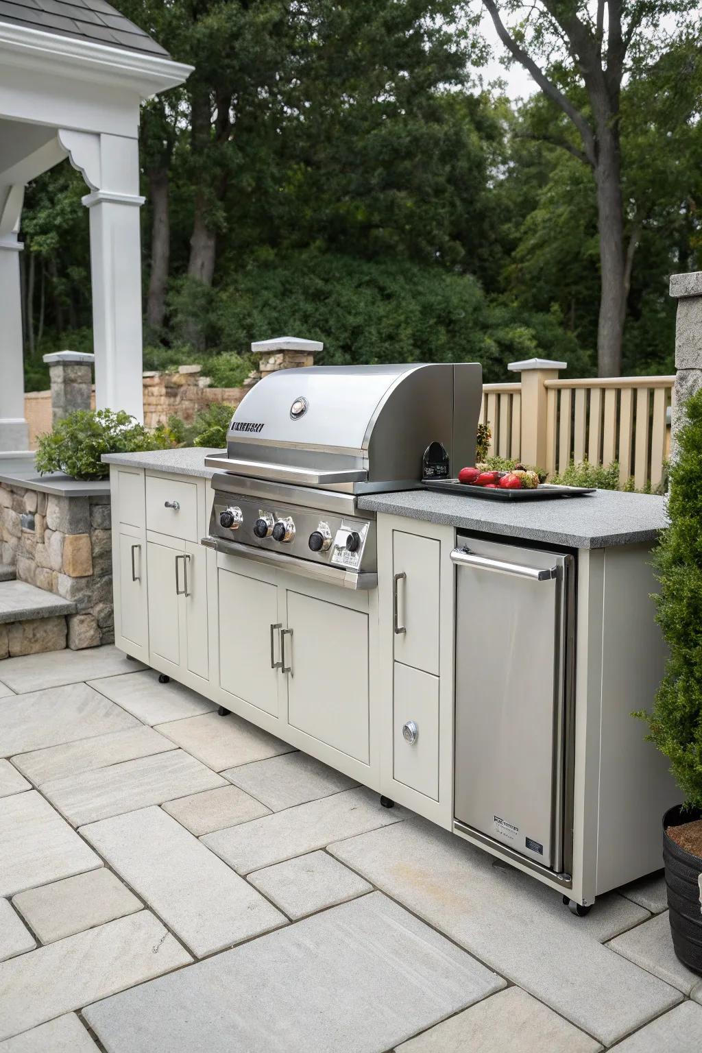 Hidden storage keeps your grilling area tidy and organized.