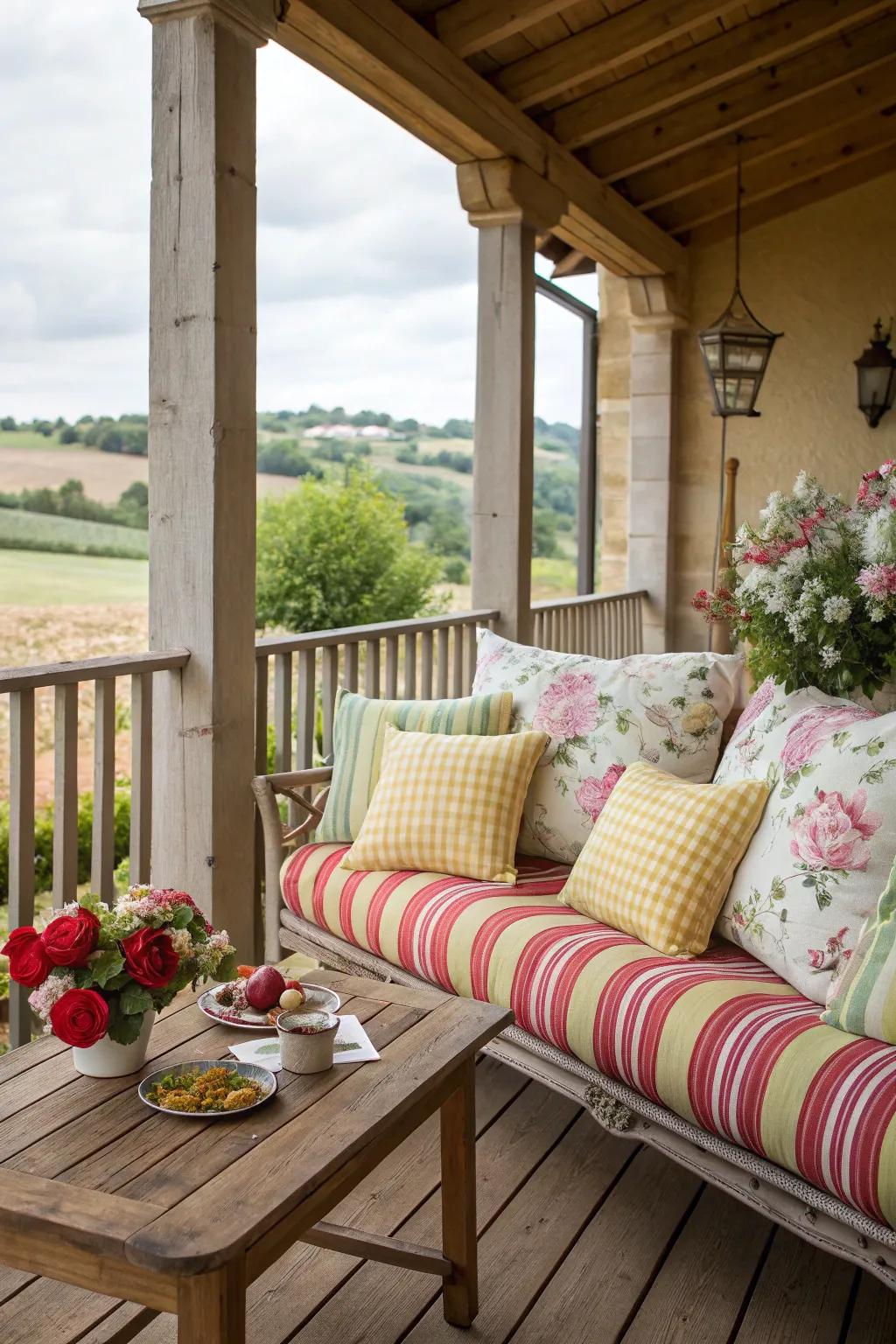 A mix of patterns adds a playful touch.