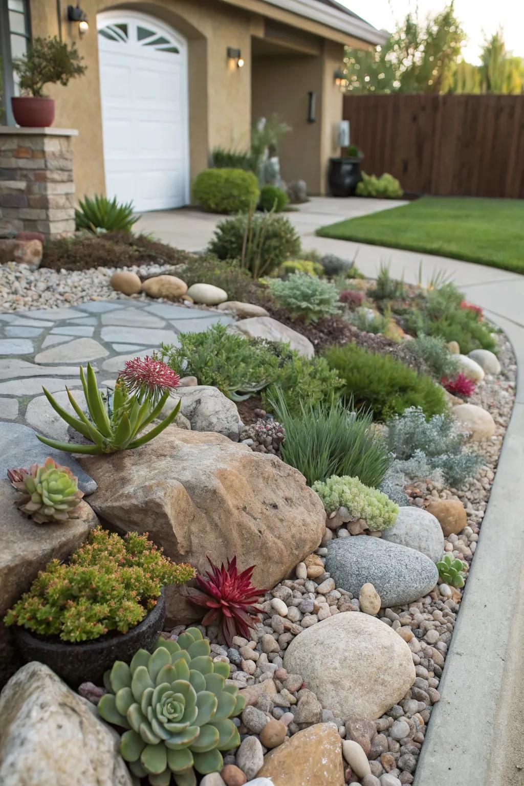 Rock gardens offer unique textures and design.