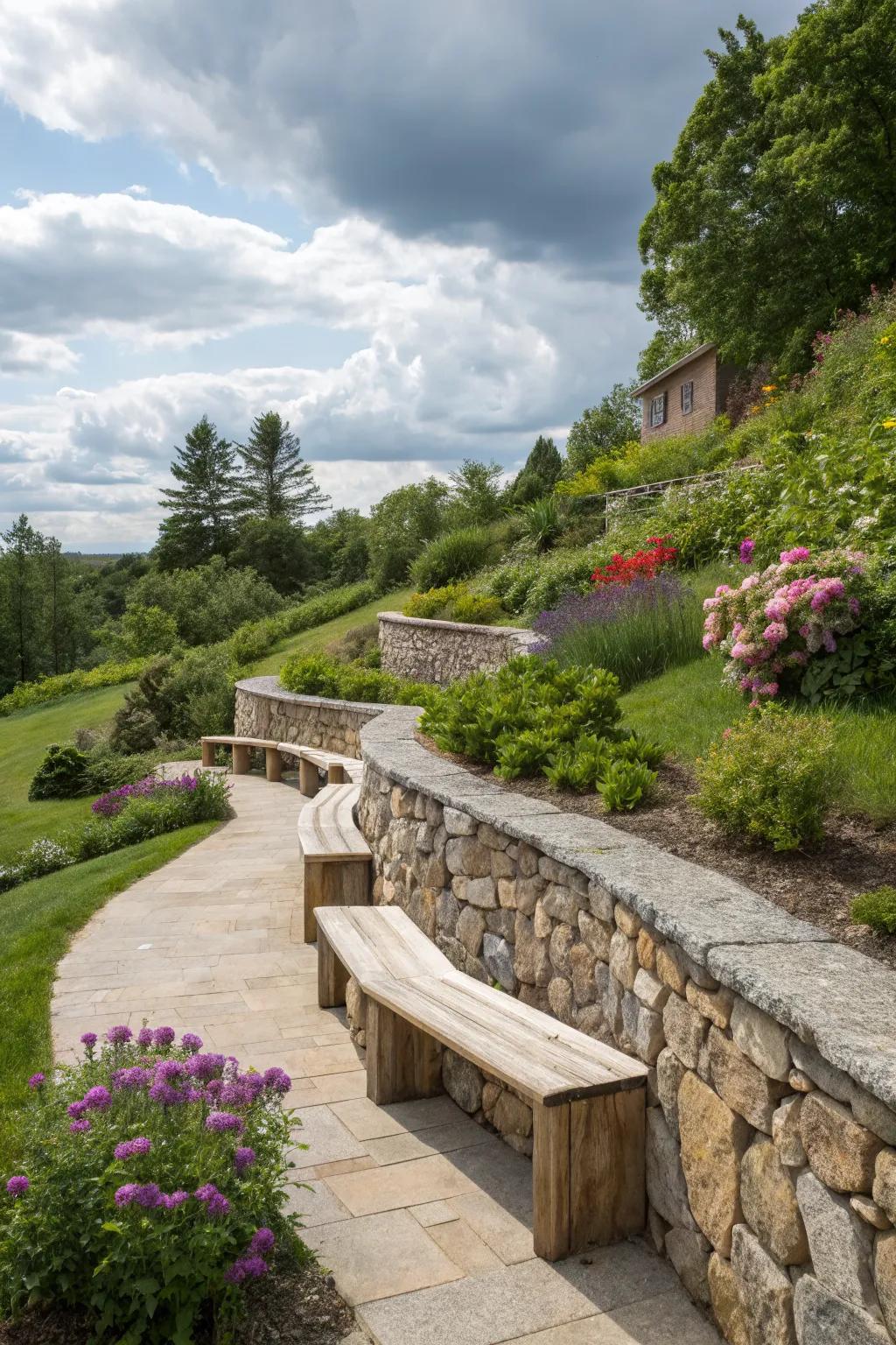 Built-in seating offers a place to relax and enjoy.