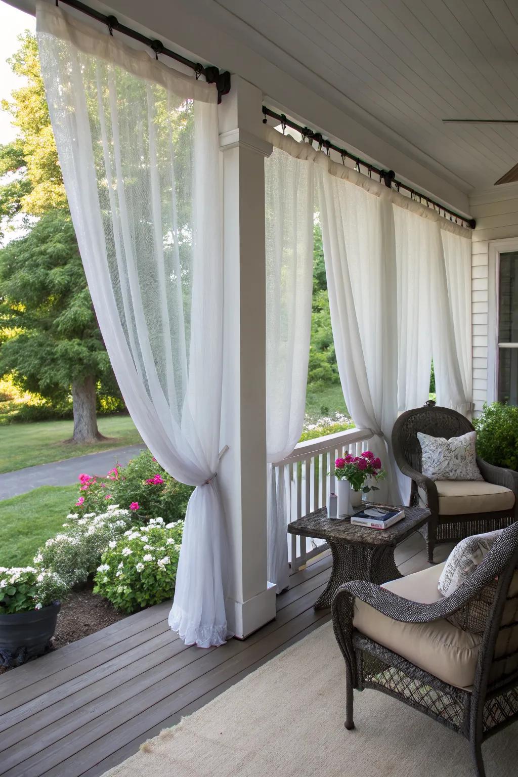 Layered curtains add depth and texture.