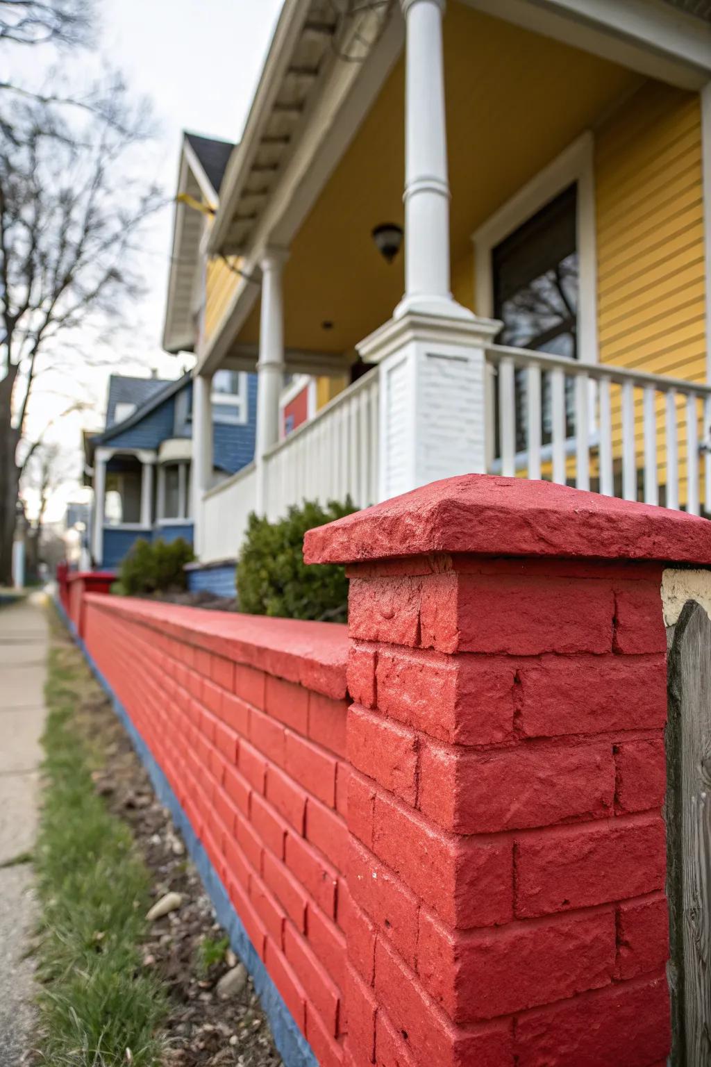 A bold color choice makes a retaining wall pop.