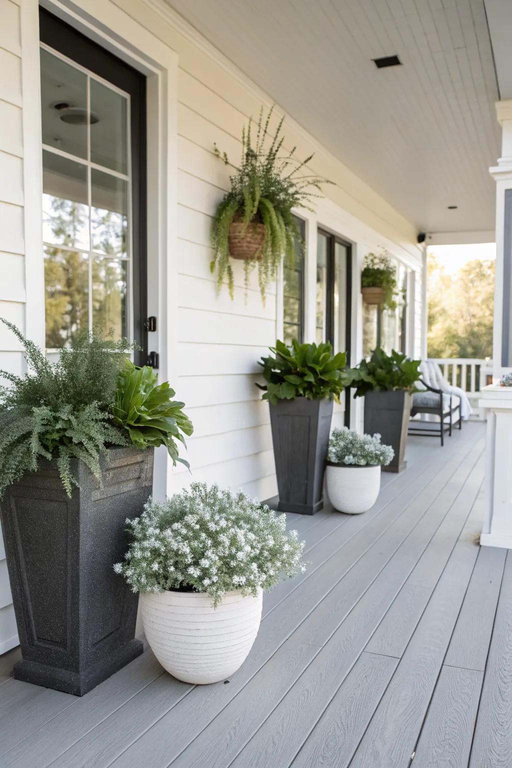 Monochrome planting brings minimalist elegance.
