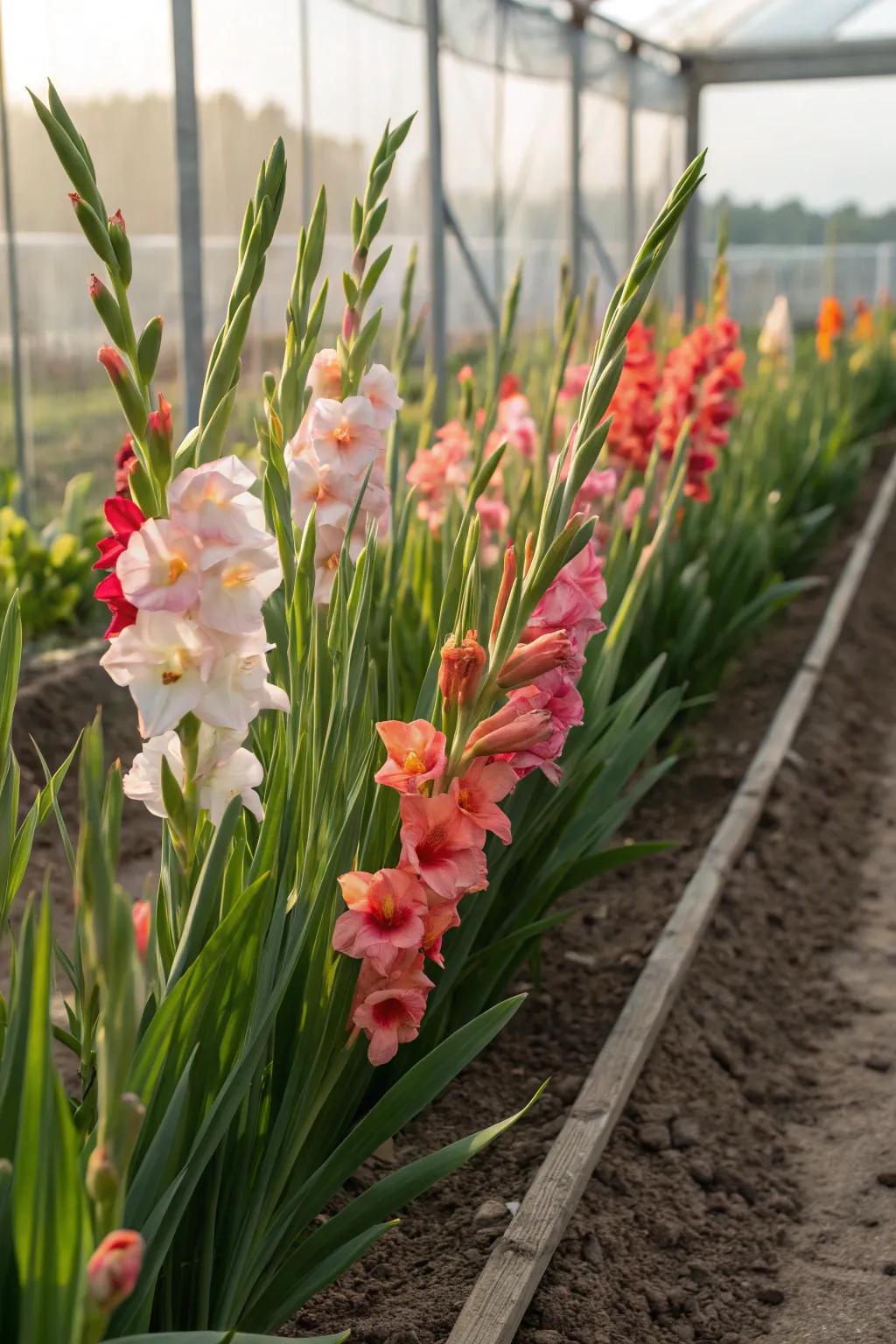 A dedicated bed for gladiolus ensures a constant supply of cut flowers.