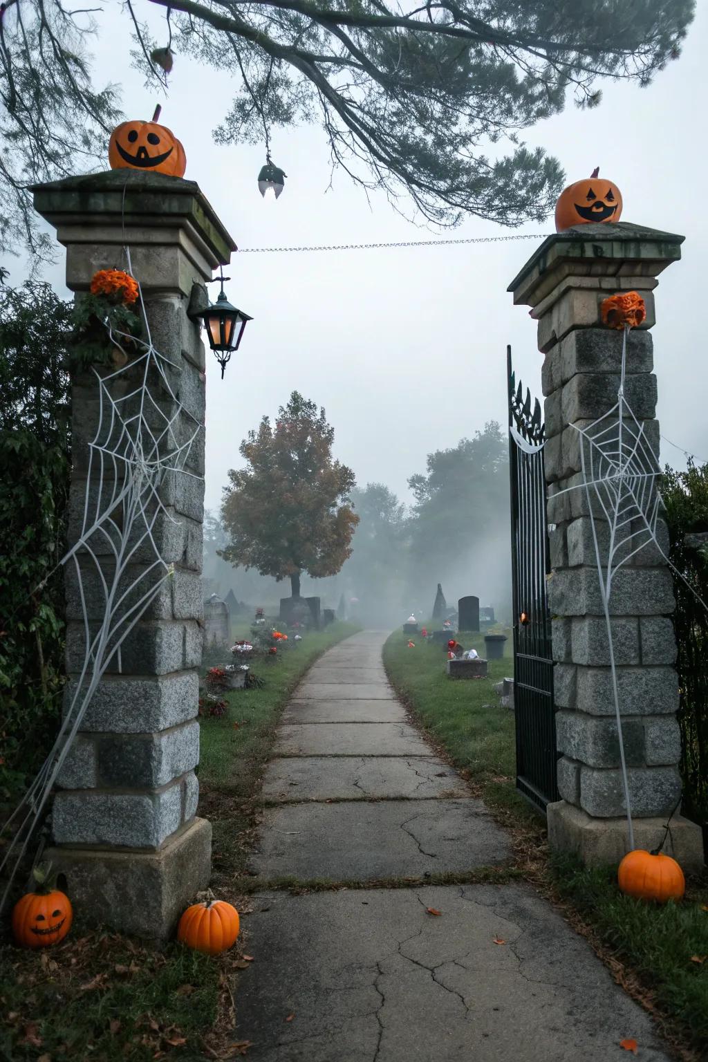 Pillars add a grand entrance to your graveyard.