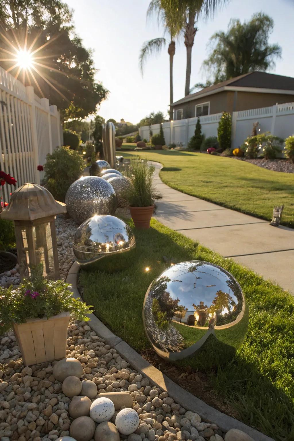 Reflective materials add light and dimension to your landscape.